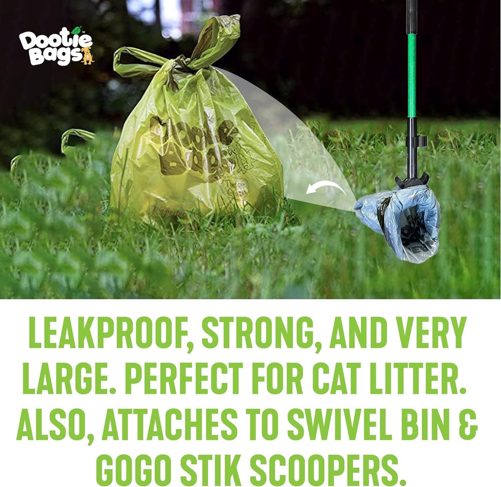 Pooch Approved Large Dootie Bags - Dog Poop Bags - Tie-Handles - 100 Count Dootie Strong and Leakproof - Perfect for Dogs & Cats - Litter - Pet Waste Cleanup - Swivel Bin &  Scoopers