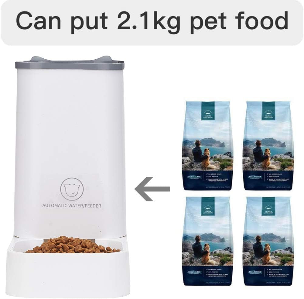 Automatic Feeder Set, 1-Gallon Water Dispenser and 2.1Kg Pet Food Feeder, Small Pet Waterer and Feeder, Self-Dispensing, Polypropylene Material, for Cats and Dogs