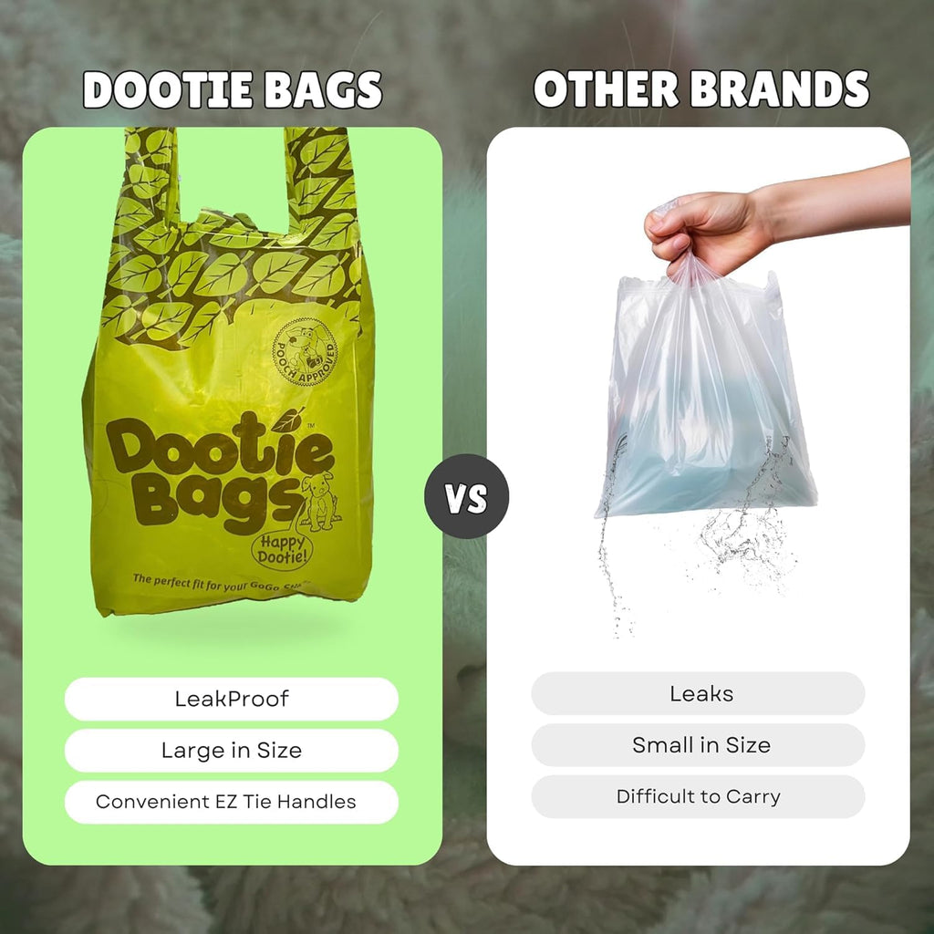 Pooch Approved Large Dootie Bags - Dog Poop Bags - Tie-Handles - 100 Count Dootie Strong and Leakproof - Perfect for Dogs & Cats - Litter - Pet Waste Cleanup - Swivel Bin &  Scoopers