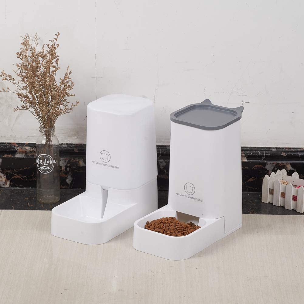 Automatic Feeder Set, 1-Gallon Water Dispenser and 2.1Kg Pet Food Feeder, Small Pet Waterer and Feeder, Self-Dispensing, Polypropylene Material, for Cats and Dogs
