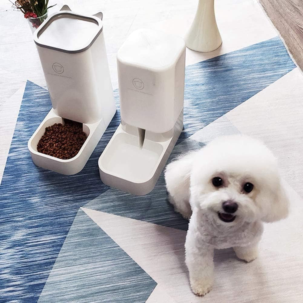 Automatic Feeder Set, 1-Gallon Water Dispenser and 2.1Kg Pet Food Feeder, Small Pet Waterer and Feeder, Self-Dispensing, Polypropylene Material, for Cats and Dogs
